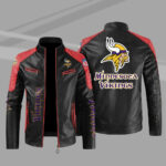 Minnesota Vikings Red Color Block Leather Jacket