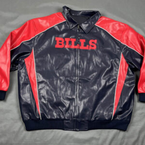 NFL Buffalo Bills Navy And Red Leather Jacket