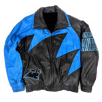 NFL Carolina Panthers Black And Blue Leather Jacket