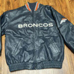 NFL Denver Broncos Navy Blue Leather Jacket