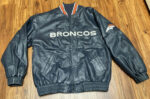 NFL Denver Broncos Navy Blue Leather Jacket