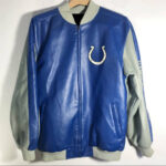 NFL Indianapolis Colts Blue And Gray Leather Jacket
