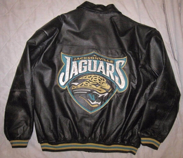 NFL Jacksonville Jaguars Football Black Leather Jacket