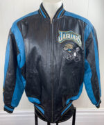 NFL Jacksonville Jaguars Football Leather Varsity Jacket