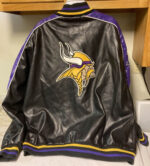 NFL Minnesota Vikings Black And Purple Leather Jacket