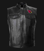 NFL Team Arizona Cardinals Black Leather Vest