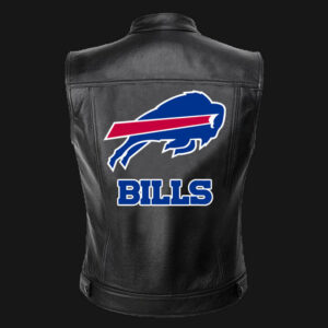 NFL Team Buffalo Bills Black Leather Vest