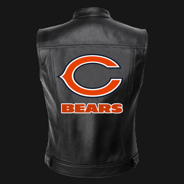 NFL Team Chicago Bears Black Leather Vest