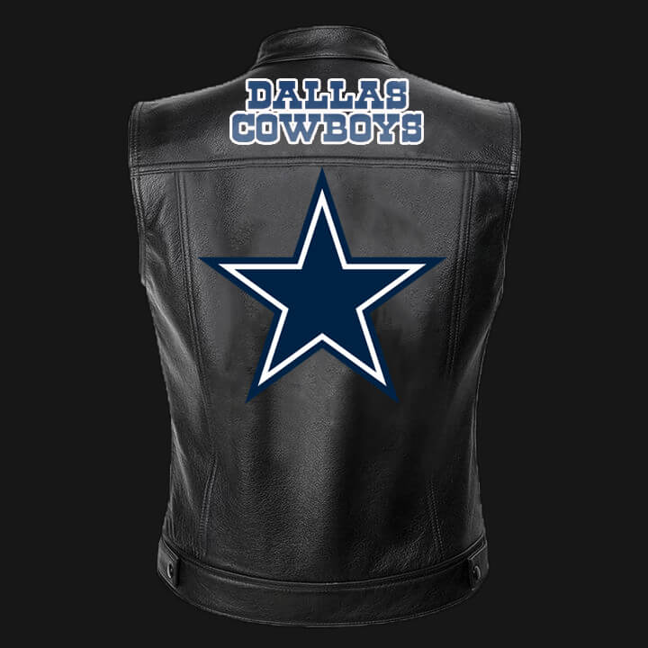 NFL Team Dallas Cowboys Black Leather Vest