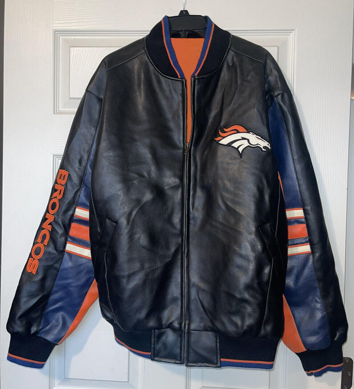 NFL Team Denver Broncos Multicolor Leather Jacket (1) NFL Team Denver Broncos Multicolor Leather Jacket