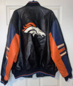 NFL Team Denver Broncos Multicolor Leather Jacket