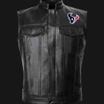 NFL Team Houston Texans Black Leather Vest