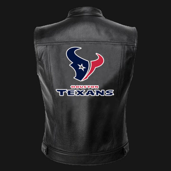 NFL Team Houston Texans Black Leather Vest