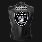 NFL Team Las Vegas Raiders Black Leather Vest
