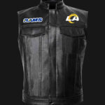 NFL Team Los Angeles Rams Black Leather Vest