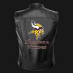 NFL Team Minnesota Vikings Black Leather Vest