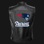 NFL Team New England Patriots Black Leather Vest