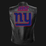 NFL Team New York Giants Black Leather Vest