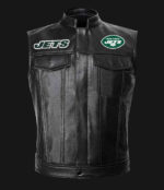 NFL Team New York Jets Black Leather Vest