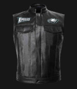 NFL Team Philadelphia Eagles Black Leather Vest