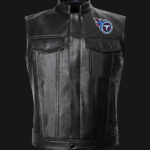 NFL Team Tennessee Titans Black Leather Vest