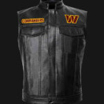 NFL Team Washington Commanders Black Leather Vest