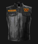 NFL Team Washington Commanders Black Leather Vest