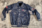 New England Patriots Navy Blue And Gray Leather Jacket