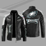 Philadelphia Eagles Black Color Block Leather Jacket