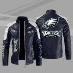 Philadelphia Eagles Blue Color Block Leather Jacket