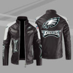 Philadelphia Eagles Maroon Color Block Leather Jacket