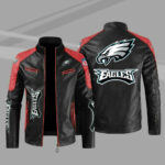 Philadelphia Eagles Red Color Block Leather Jacket