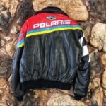 Polaris Snowmobile Color Block Bomber Leather Jacket