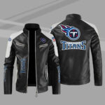 Tennessee Titans Black Color Block Leather Jacket