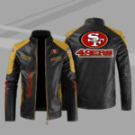 Yellow Color San Francisco 49ers Block Leather Jacket