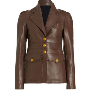 Amelia Vegan Brown Leather Jacket