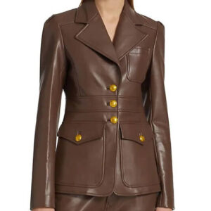 Amelia Vegan Brown Leather Jacket
