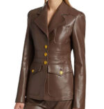 Amelia Vegan Brown Leather Jacket
