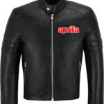 Aprilia Motorcycle Racing Leather Black Jacket