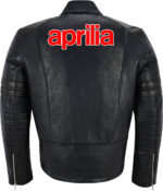 Aprilia Motorcycle Racing Leather Black Jacket