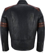 Black And Brown Stripe Biker Style Leather Jacket