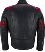 Black And Red Stripe Biker Style Leather Jacket