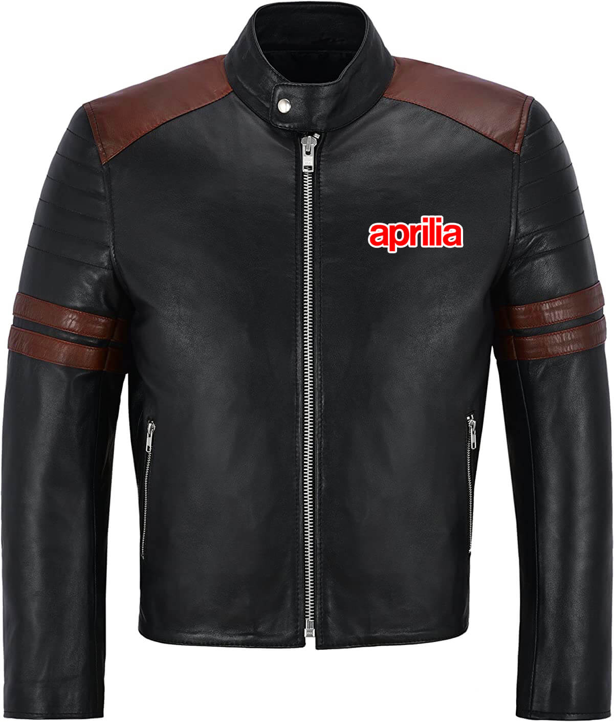 Black Brown Aprilia Motorcycle Racing Leather Jacket