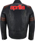 Black Brown Aprilia Motorcycle Racing Leather Jacket