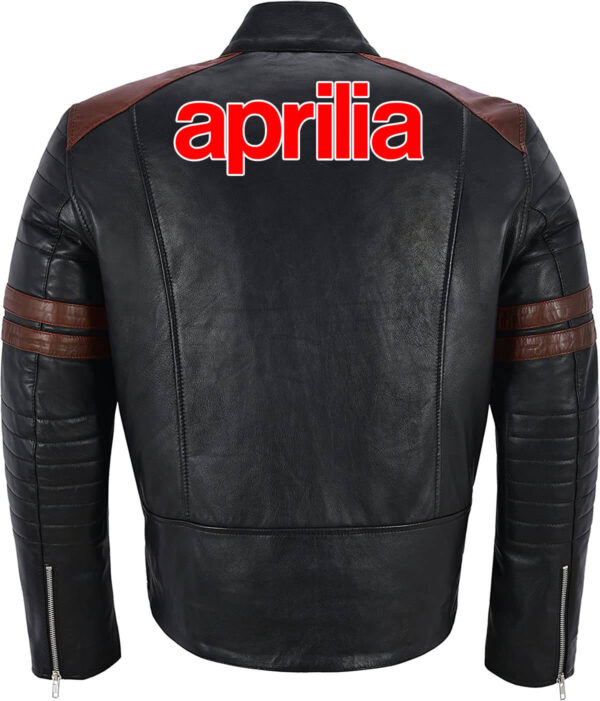 Black Brown Aprilia Motorcycle Racing Leather Jacket