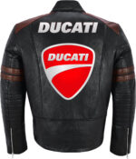 Black Brown Ducati Motorcycle Racing Leather Jacket