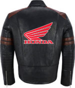 Black Brown Honda Motorcycle Racing Leather Jacket