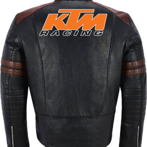 Black Brown KTM Motorcycle Racing Leather Jacket