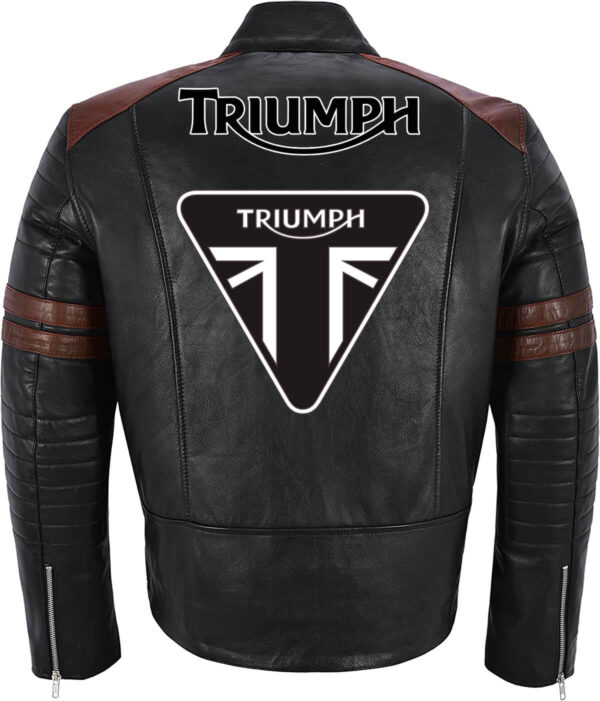 Black Brown Triumph Motorcycle Racing Leather Jacket