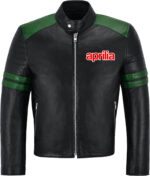 Black Green Aprilia Motorcycle Racing Leather Jacket